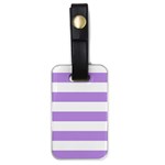 Horizontal Stripes - White and Bright Lavender Violet Luggage Tag (One Side)