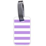Horizontal Stripes - White and Bright Lavender Violet Luggage Tag (Two Sides)