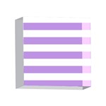 Horizontal Stripes - White and Bright Lavender Violet 4 x 4  Acrylic Photo Block