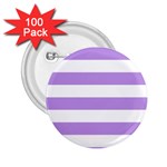 Horizontal Stripes - White and Bright Lavender Violet 2.25  Button (100 pack)