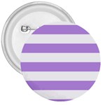 Horizontal Stripes - White and Bright Lavender Violet 3  Button