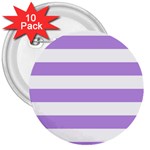 Horizontal Stripes - White and Bright Lavender Violet 3  Button (10 pack)