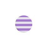 Horizontal Stripes - White and Bright Lavender Violet 1  Mini Magnet
