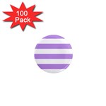 Horizontal Stripes - White and Bright Lavender Violet 1  Mini Magnet (100 pack)