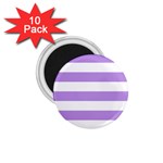 Horizontal Stripes - White and Bright Lavender Violet 1.75  Magnet (10 pack)