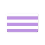 Horizontal Stripes - White and Bright Lavender Violet Magnet (Name Card)