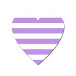 Horizontal Stripes - White and Bright Lavender Violet Magnet (Heart)