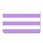 Horizontal Stripes - White and Bright Lavender Violet Magnet (Rectangular)