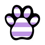Horizontal Stripes - White and Bright Lavender Violet Magnet (Paw Print)