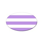 Horizontal Stripes - White and Bright Lavender Violet Sticker Oval (10 pack)