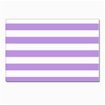 Horizontal Stripes - White and Bright Lavender Violet Postcard 4  x 6 