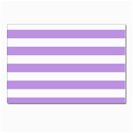 Horizontal Stripes - White and Bright Lavender Violet Postcards 5  x 7  (Pkg of 10)