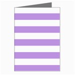 Horizontal Stripes - White and Bright Lavender Violet Greeting Cards (Pkg of 8)