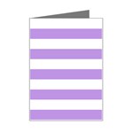 Horizontal Stripes - White and Bright Lavender Violet Mini Greeting Card