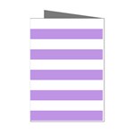 Horizontal Stripes - White and Bright Lavender Violet Mini Greeting Cards (Pkg of 8)