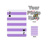Horizontal Stripes - White and Bright Lavender Violet Playing Cards 54 (Mini)