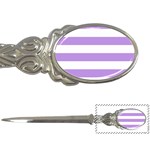 Horizontal Stripes - White and Bright Lavender Violet Letter Opener