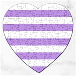 Horizontal Stripes - White and Bright Lavender Violet Jigsaw Puzzle (Heart)