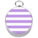 Horizontal Stripes - White and Bright Lavender Violet Silver Compass