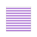 Horizontal Stripes - White and Lavender Violet Satin Bandana Scarf