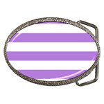 Horizontal Stripes - White and Lavender Violet Belt Buckle
