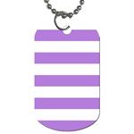 Horizontal Stripes - White and Lavender Violet Dog Tag (Two Sides)
