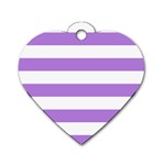 Horizontal Stripes - White and Lavender Violet Dog Tag Heart (Two Sides)