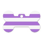 Horizontal Stripes - White and Lavender Violet Dog Tag Bone (Two Sides)