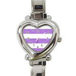 Horizontal Stripes - White and Lavender Violet Heart Italian Charm Watch