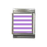 Horizontal Stripes - White and Lavender Violet Italian Charm (13mm)