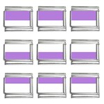 Horizontal Stripes - White and Lavender Violet 9mm Italian Charm (9 pack)