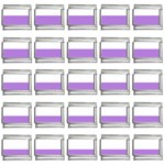 Horizontal Stripes - White and Lavender Violet 9mm Italian Charm (25 pack)