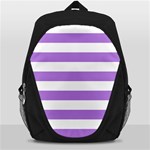 Horizontal Stripes - White and Lavender Violet Backpack Bag