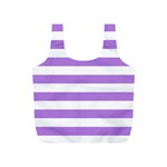 Horizontal Stripes - White and Lavender Violet Full Print Recycle Bag (S)