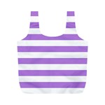 Horizontal Stripes - White and Lavender Violet Full Print Recycle Bag (M)