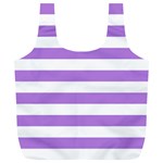 Horizontal Stripes - White and Lavender Violet Full Print Recycle Bag (XL)