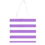 Horizontal Stripes - White and Lavender Violet Grocery Light Tote Bag