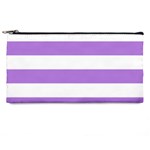 Horizontal Stripes - White and Lavender Violet Pencil Case