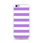 Horizontal Stripes - White and Lavender Violet Apple iPhone 6/6S Silicone Case (Transparent)