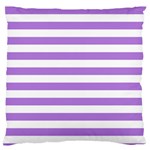 Horizontal Stripes - White and Lavender Violet Large Cushion Case (Two Sides)