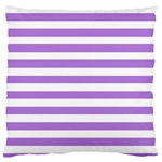 Horizontal Stripes - White and Lavender Violet Large Flano Cushion Case (Two Sides)