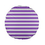 Horizontal Stripes - White and Lavender Violet Standard 15  Premium Flano Round Cushion