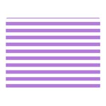 Horizontal Stripes - White and Lavender Violet Double Sided Flano Blanket (Mini)