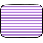 Horizontal Stripes - White and Lavender Violet Double Sided Fleece Blanket (Mini)