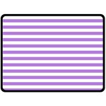 Horizontal Stripes - White and Lavender Violet Fleece Blanket (Large) (One Side)