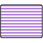 Horizontal Stripes - White and Lavender Violet Fleece Blanket (Medium) (One Side)