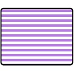 Horizontal Stripes - White and Lavender Violet Double Sided Fleece Blanket (Medium) (Two Sides)