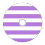 Horizontal Stripes - White and Lavender Violet CD Wall Clock