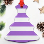 Horizontal Stripes - White and Lavender Violet Ornament (Christmas Tree)