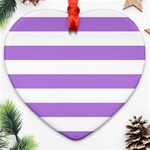 Horizontal Stripes - White and Lavender Violet Heart Ornament (Two Sides)